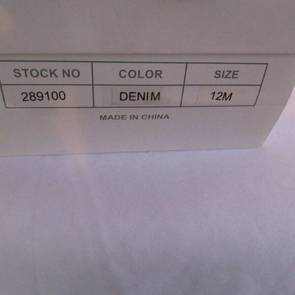 AJ Valenci Shoes Size 12 Denim Wedge Peep Toe Pumps Gold Trim Comfort - Picture 2 of 7